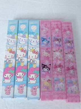 Sanrio Hello Kitty Pens Mystery Pack Pen Set Of 6 Sealed Blue Pink Lot Boxes